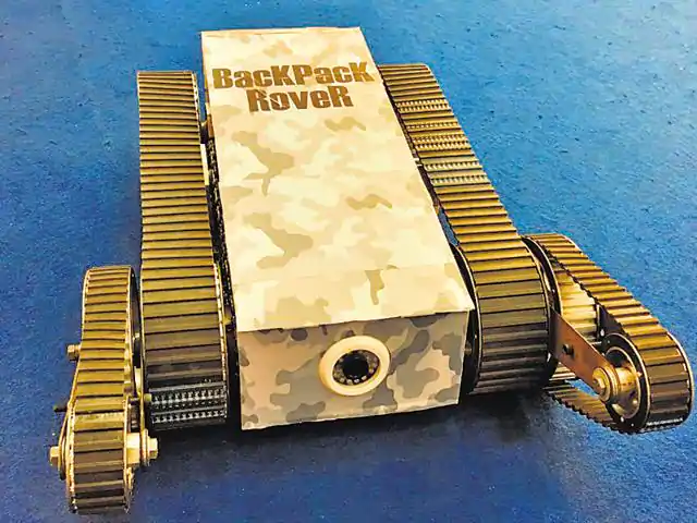 Backpack Rover: A remotely operated vehicle designed  specifically for military purposes. A soldier can carry it in his backpack and deploy it to access locations that cannot be visually accessed, and thus avoid unnecessary enemy contact.