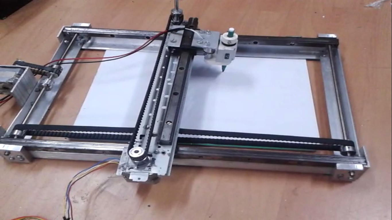 The calligraphy bot, a device capable of accepting inputs from a computer and writing the specified characters using the exact positioning of the inputs.