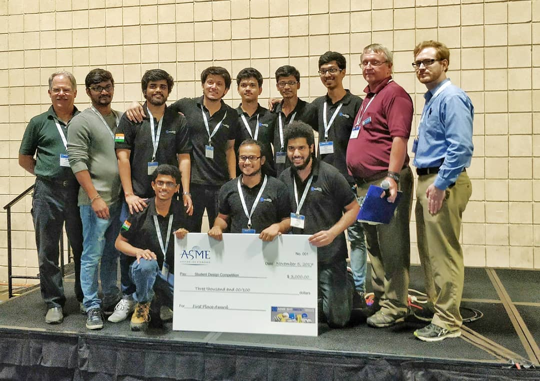 The team won the Student Design Competition - World Finals Pentathlon organised by ASME's International Mechanical Engineering Congress and Exposition that was held in Tampa, Florida, USA on 5th November 2017.
