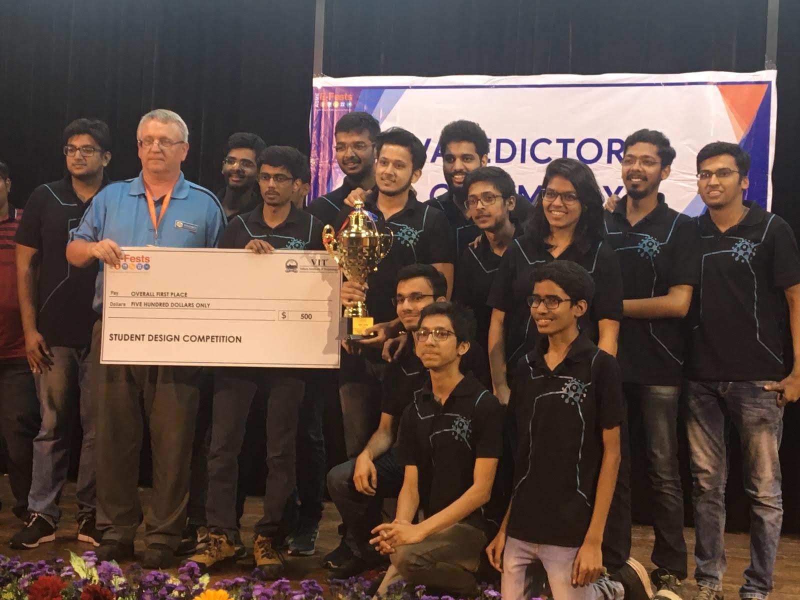 The team won the Asia Pacific regionals of Student Design Competition (SDC) in 2019 organized by American Society of Mechanical Engineering (ASME) beating all teams across the Asia Pacific region.